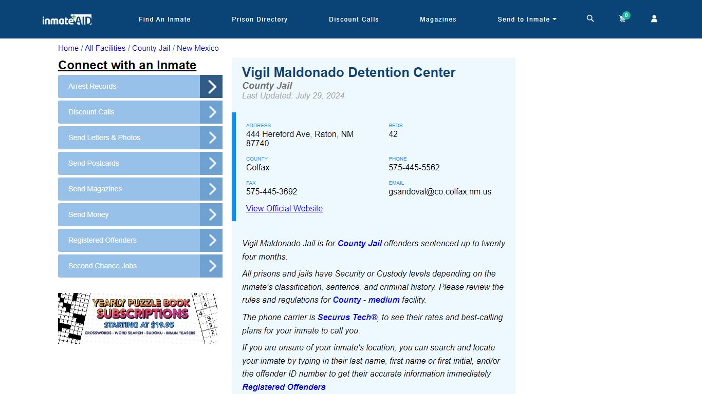 Vigil Maldonado Detention Center - Inmate Locator